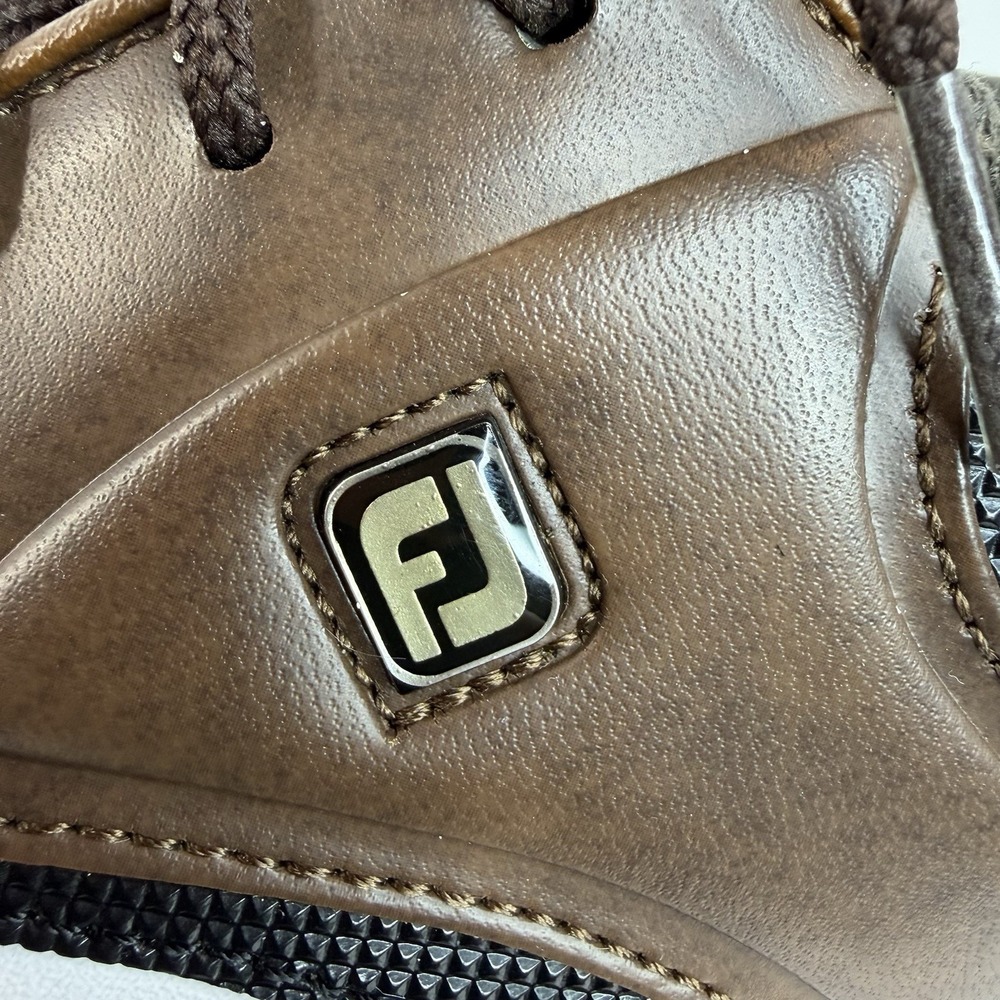 FootJoy Men's Golf Shoes Spiked Lace-Up Leather White/Brown Size 6 M 45041 - Picture 3 of 8